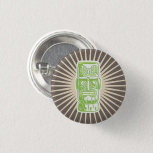 Badge Rond 2,50 Cm Bouton vert Tiki Man