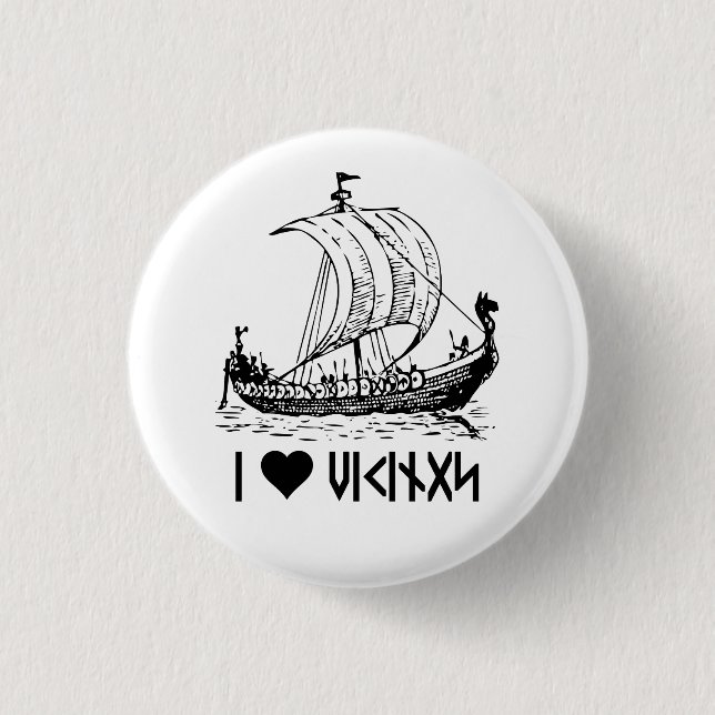 Badge Rond 2,50 Cm Bouton Viking Ship (Devant)