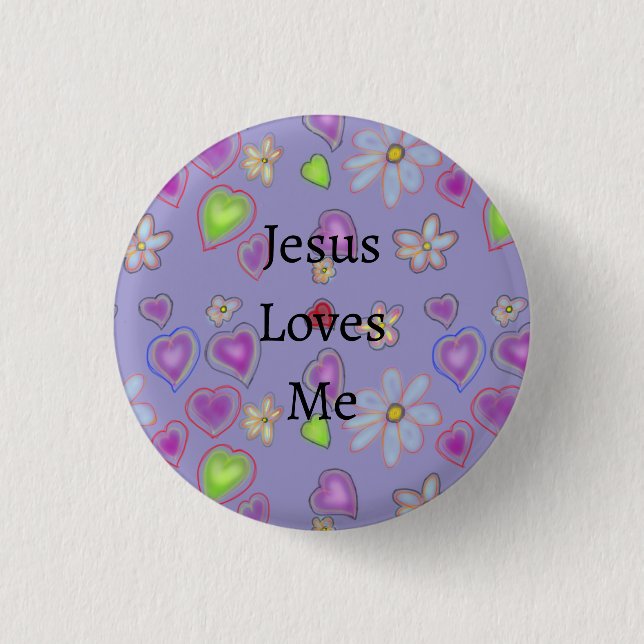 Badge Rond 2,50 Cm Bouton violet 'Jésus m'aime' (Devant)