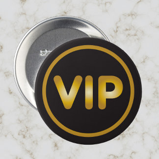 Badge Rond 2,50 Cm Bouton VIP or noir