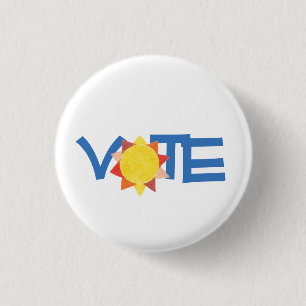 Badge Rond 2,50 Cm Bouton "Voter" - avec soleil