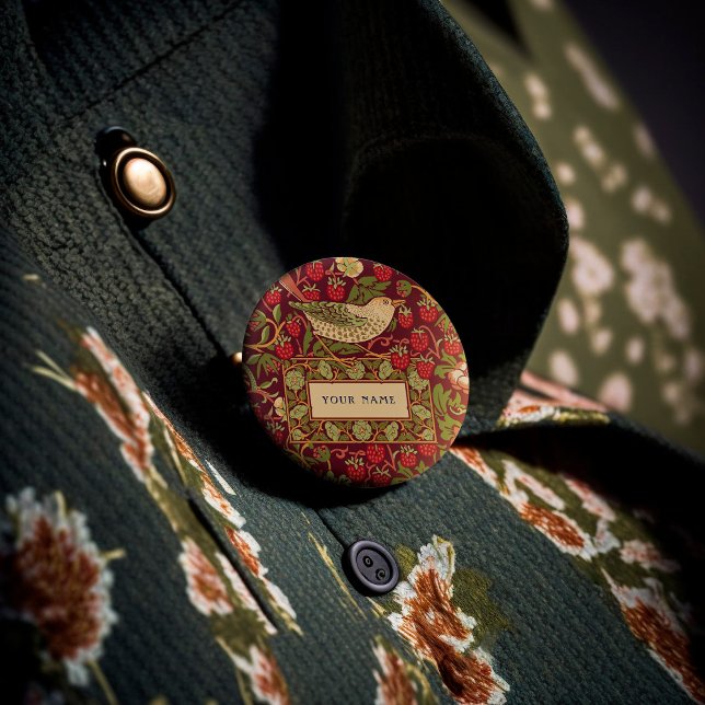 Badge Rond 2,50 Cm Bouton William Morris Strawberry Thief (Créateur téléchargé)