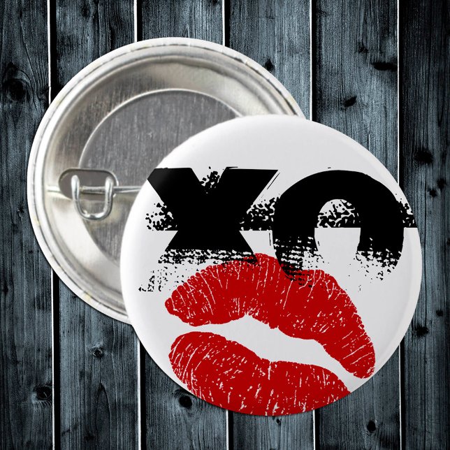 Badge Rond 2,50 Cm Bouton XO XO embrassez-moi rétro / Fête de poule,  (Créateur téléchargé)