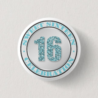 Badge Rond 2,50 Cm Boutons bleus de célébration du bonbon 16 à Aqua