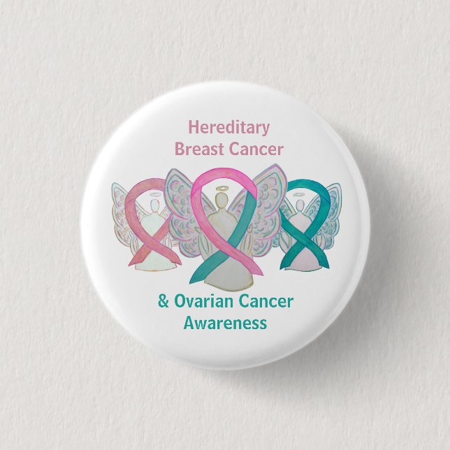 Badge Rond 2,50 Cm Boutons d'angle héréditaires pour le cancer du sei (Devant)