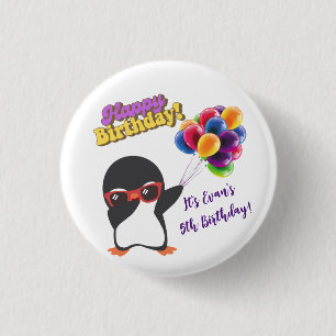 BADGE ROND 2,50 CM BOUTONS D'ANNIVERSAIRE PERSONNALISÉS DE PENGUIN