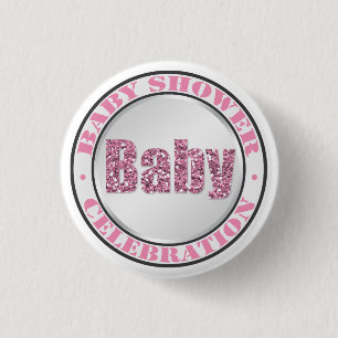Badge Rond 2,50 Cm Boutons de célébration parties scintillant Baby sh