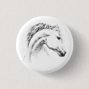 Badge Rond 2,50 Cm Boutons de dessin au crayon de portrait de cheval