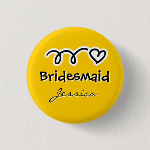 Badge Rond 2,50 Cm Boutons de femme de ménage jaune personnalisés a