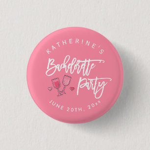 Badge Rond 2,50 Cm Boutons de Fête de Fiançailles Rose et Blanc