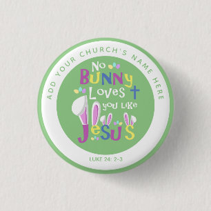 Badge Rond 2,50 Cm Boutons de Pâques d'église - aucun lapin mais