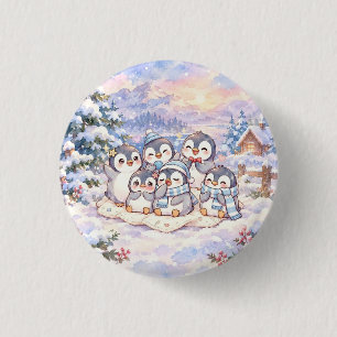 Badge Rond 2,50 Cm Boutons de pingouins mignons d'hiver