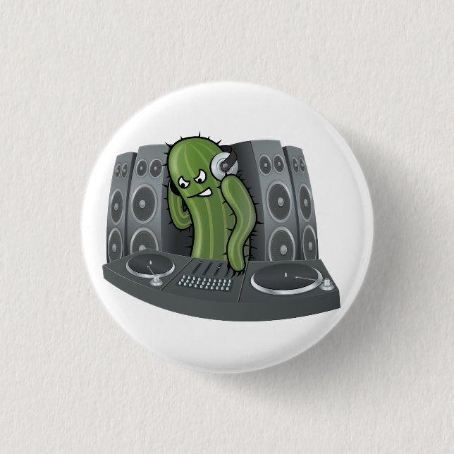 Badge Rond 2,50 Cm Boutons du DJ de cactus (Devant)