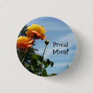 Badge Rond 2,50 Cm Boutons Fière Maman ! Fierté Enfants Rose Fleurs