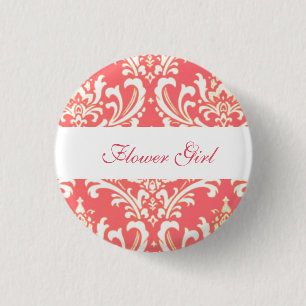 Badge Rond 2,50 Cm Boutons Flower personnalisés Mariage damassé