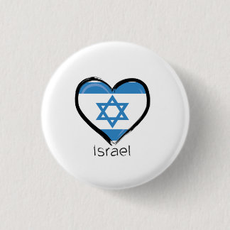 Badge Rond 2,50 Cm Boutons Israël Drapeau Amour du coeur