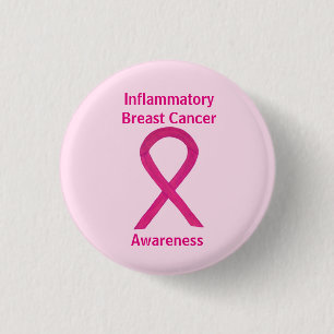 Badge Rond 2,50 Cm Boutons Ruban Rose Chaud pour le Cancer du Sein In