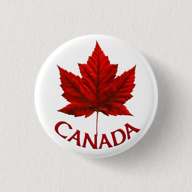 Badge Rond 2,50 Cm Boutons souvenir Canada Drapeau Érable Feuille Éra (Devant)