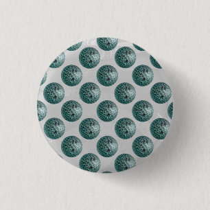 Badge Rond 2,50 Cm Bowling Ball Leopard Turquoise