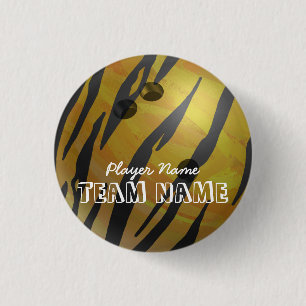 Badge Rond 2,50 Cm Bowling Ball Tiger Jaune