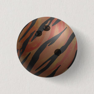Badge Rond 2,50 Cm Bowling Ball Tiger Orange