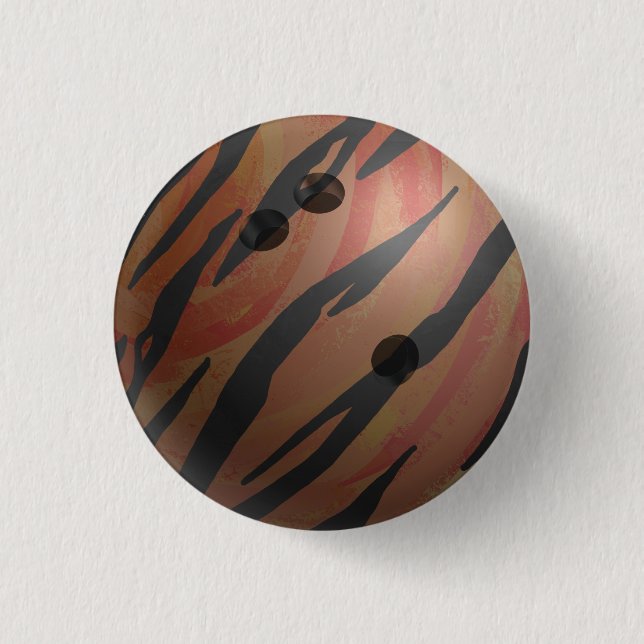 Badge Rond 2,50 Cm Bowling Ball Tiger Orange (Devant)