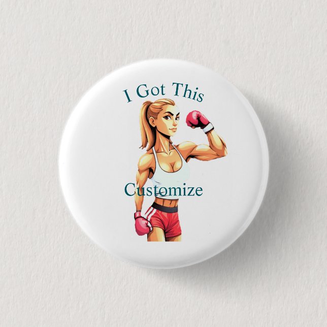Badge Rond 2,50 Cm Boxeuse féminine en forme Thunder_Cove (Devant)
