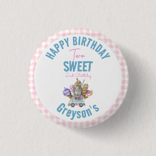 Badge Rond 2,50 Cm Boy Ice Cream Camion Deux Sweet 2e Anniversaire