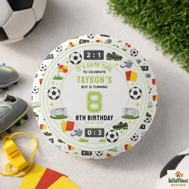 Badge Rond 2,50 Cm Boys Modern Sports Soccer Kids 8th Birthday Party (Boys Modern Sports Soccer Kids 8th Birthday Party button)