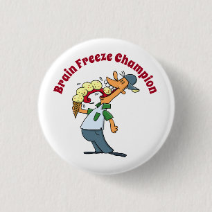 Badge Rond 2,50 Cm Brain Freeze Champion Glace Cream Drôle Cartoon