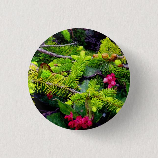 Badge Rond 2,50 Cm Branche de Noël (Devant)