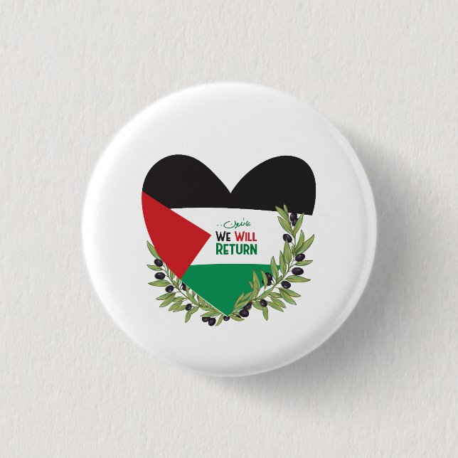 Badge Rond 2,50 Cm Branches du drapeau et de l'olivier palestiniens (Devant)