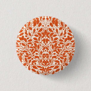 Badge Rond 2,50 Cm Branches et feuilles de chêne, motif damassé dans