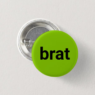Badge Rond 2,50 Cm Brat typographie moderne noir chaux vert cool
