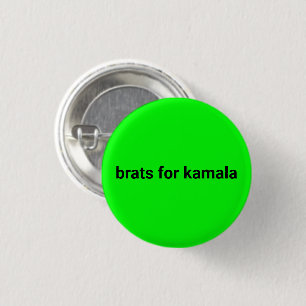 Badge Rond 2,50 Cm Brats pour kamala simple moderne noir néon vert