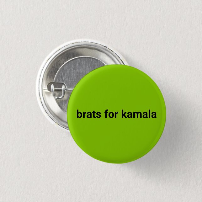 Badge Rond 2,50 Cm Brats pour kamala simple moderne noir vert citron (Devant & derrière)