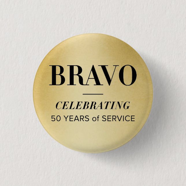 Badge Rond 2,50 Cm BRAVO 50ème bouton (Devant)