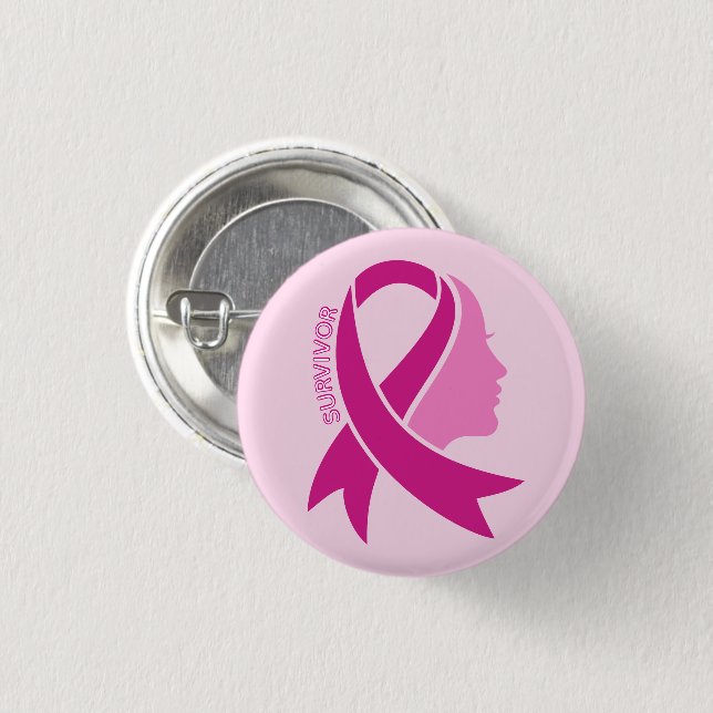 Badge Rond 2,50 Cm Breast Cancer Awareness Ribbon (Devant & derrière)