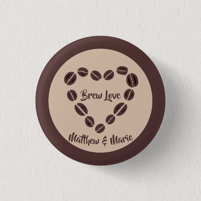 Badge Rond 2,50 Cm Brew Love Coffee Bean Heart (Devant)
