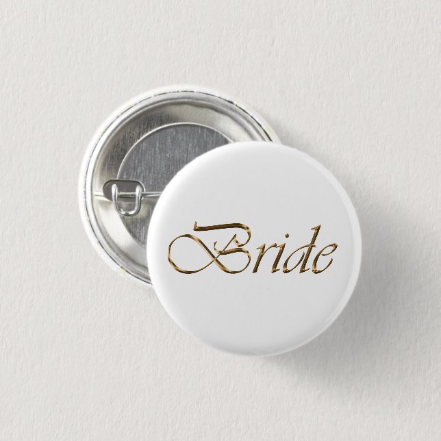 Badge Rond 2,50 Cm Bride, écriture or élégant chic bouton épingle bla (Devant & derrière)