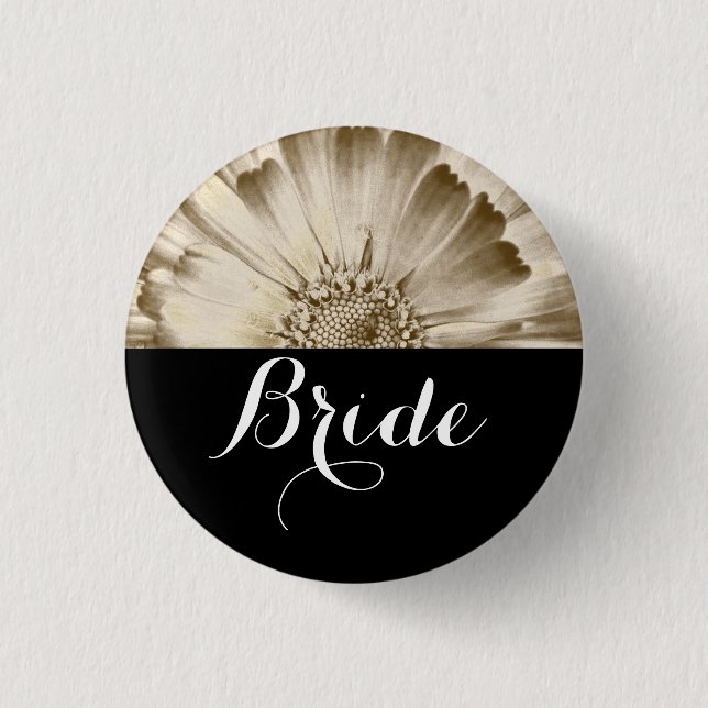 Badge Rond 2,50 Cm Bride Mariage Gold Daisy (Devant)