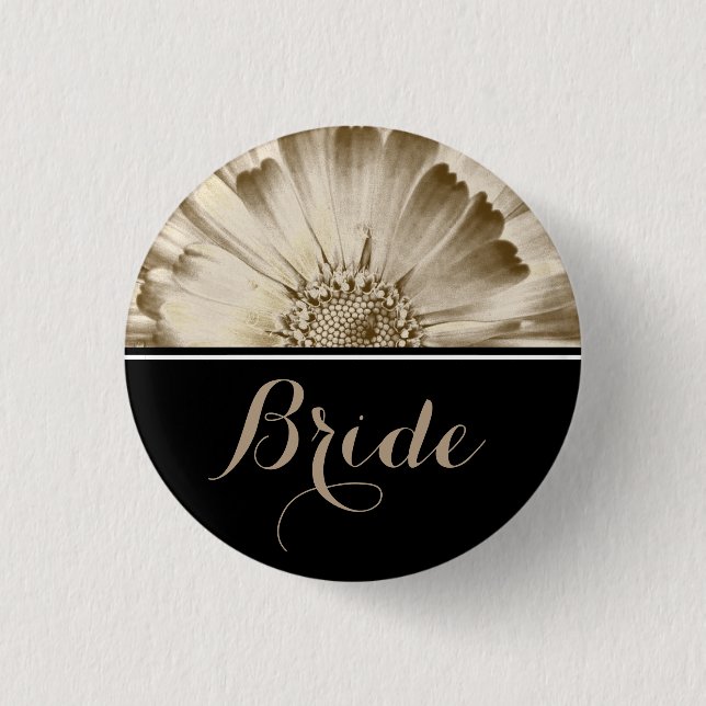 Badge Rond 2,50 Cm Bride Mariage Gold Daisy (Devant)