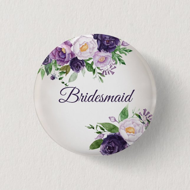 Badge Rond 2,50 Cm Bridesmaid Lavender Floral Greenery (Devant)