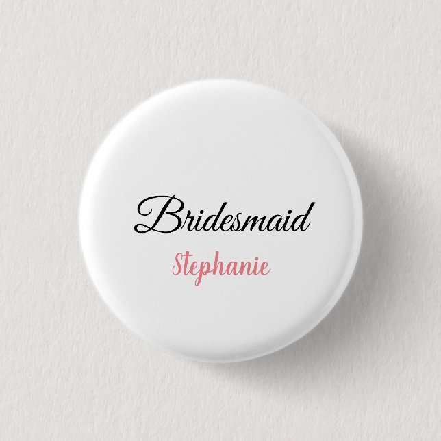 Badge Rond 2,50 Cm Bridesmaid Monogram Rose Nom personnalisé Mariage (Devant)