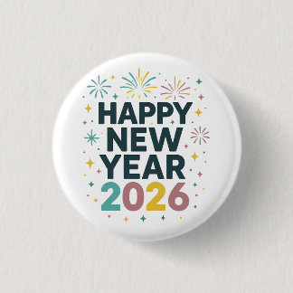 Badge Rond 2,50 Cm Bright & Fun Happy New Year 2026 Design for Shirts