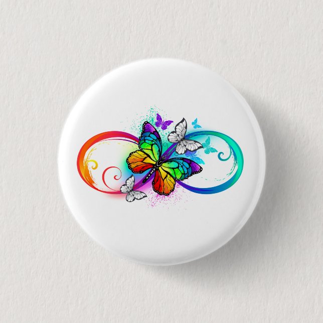 Badge Rond 2,50 Cm Bright infinity with rainbow butterfly (Devant)