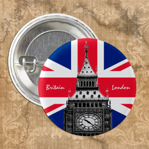 Badge Rond 2,50 Cm British Flag & Big Ben - Londres, Royaume-Uni /fan
