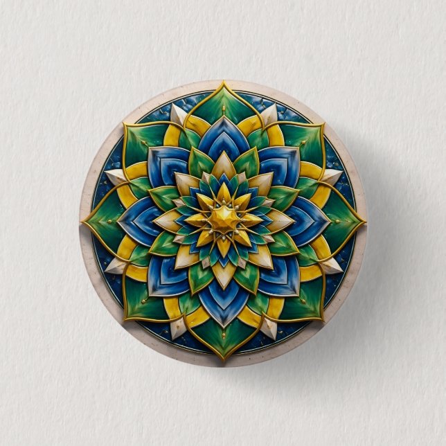 Badge Rond 2,50 Cm Broche Mandala Luxo - 01 (Devant)