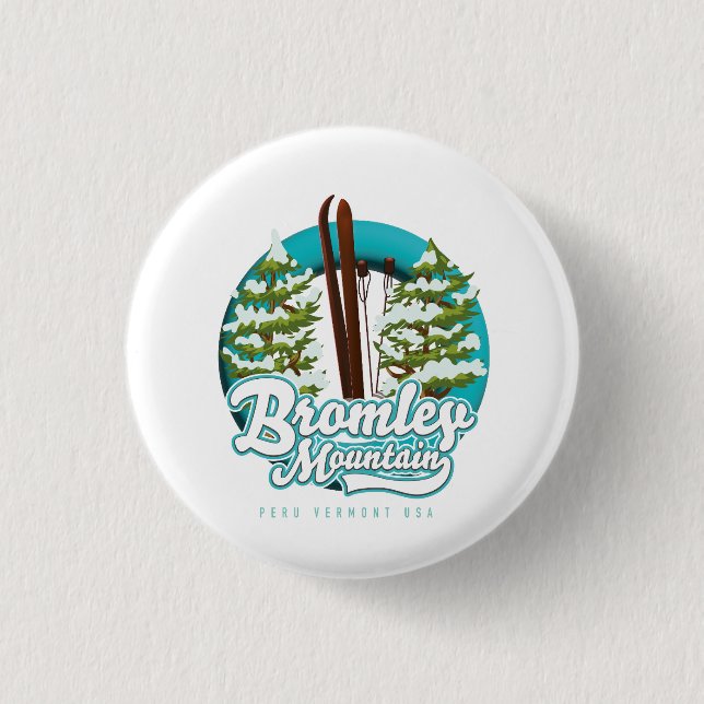 Badge Rond 2,50 Cm Bromley Mountain Pérou Vermont US logo du ski (Devant)