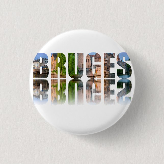 Badge Rond 2,50 Cm Bruges text photo composition (Devant)